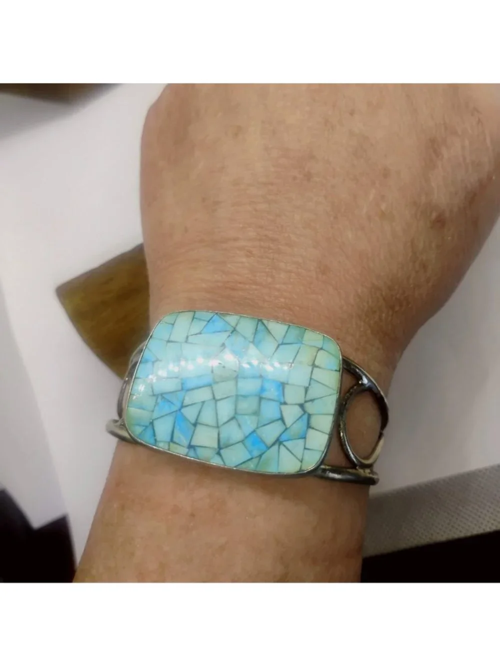 Jay King DTR Sterling Silver and Turquoise Mosaic Cuff Bracelet Size 6.5 - Picture 2 of 10